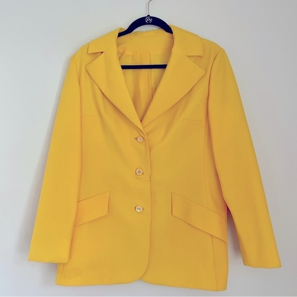 Vintage Jackets & Blazers - 🎯3/$10 Vintage VTG David Crystal Vibrant Sunny Yellow Blazer Jacket 16